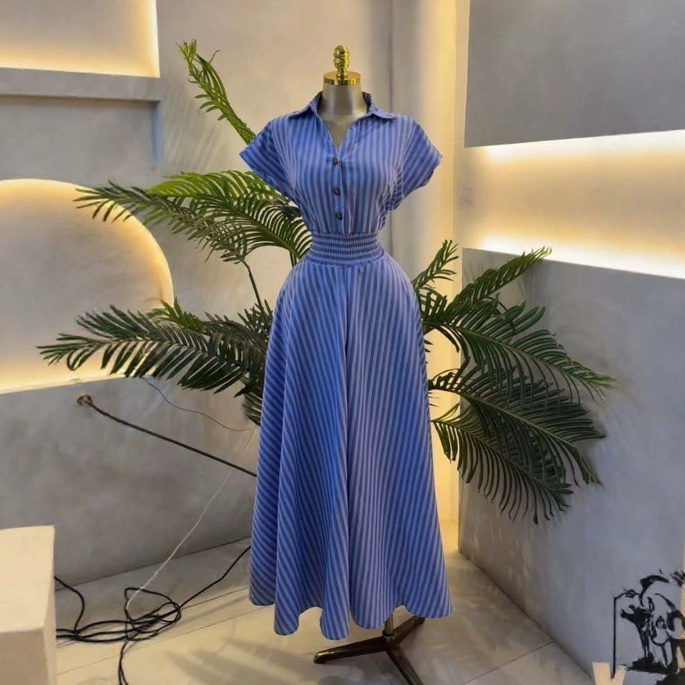 Gestreiftes Hemdkleid mit definierter Taille