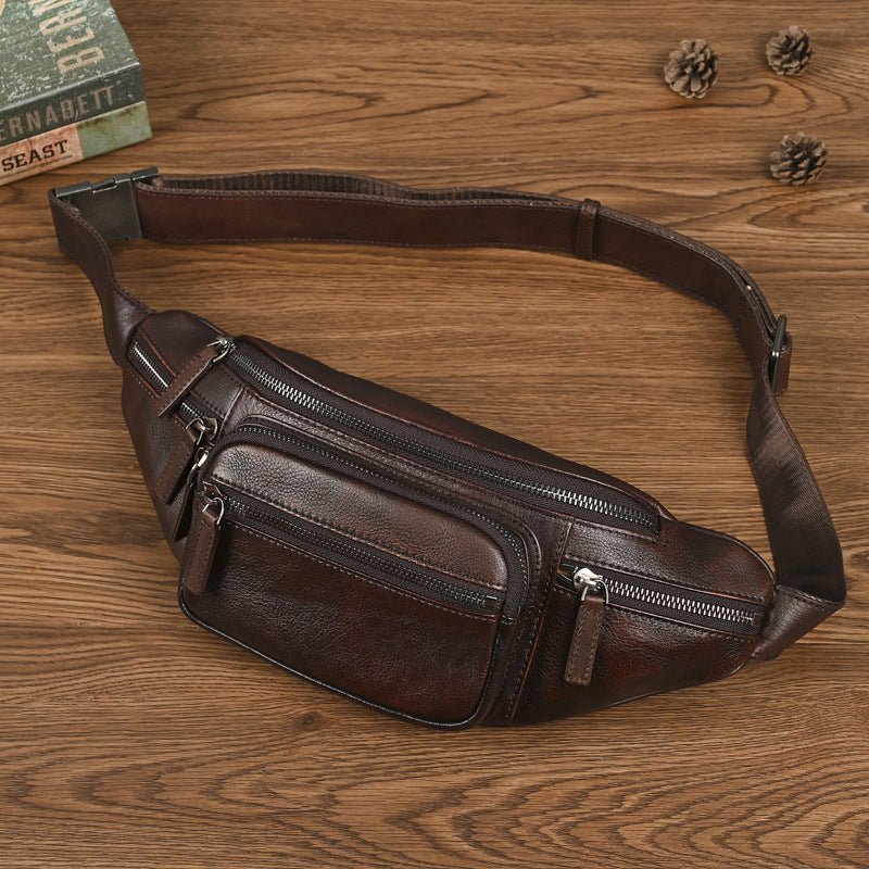 Retro-Brusttasche aus Rindsleder – Ansicht 2