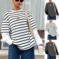 Gestreifter Mock-Zweiteiler Hoodie für Damen