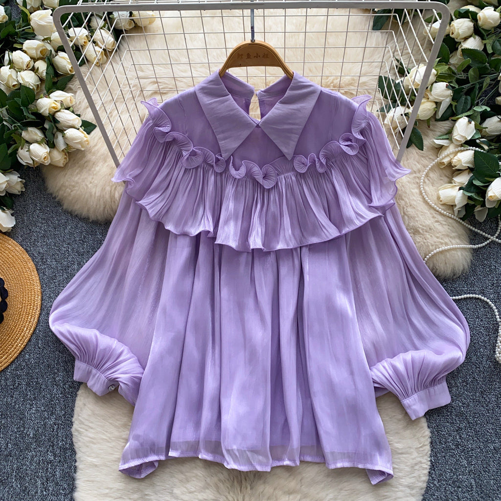 Rüschenbluse mit Laternenärmeln