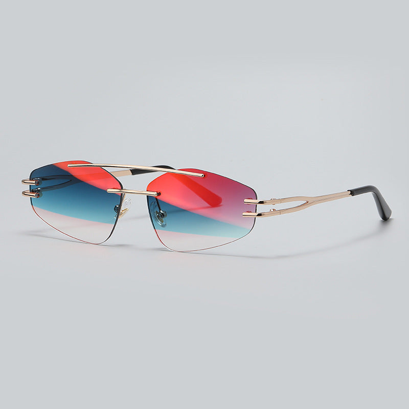 YSM8003 Rahmenlose Sonnenbrille mit polygonalem Schliff