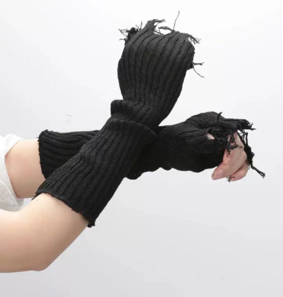 Tattered Punk Unisex Fingerlose Strickhandschuhe