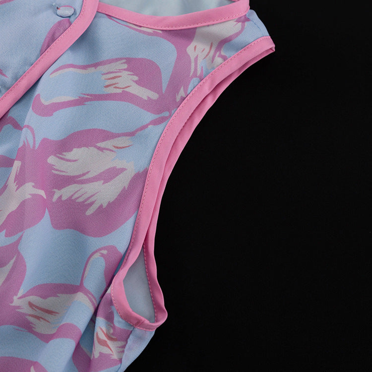 Abstrakter Print Crop-Top & Midi-Rock Set