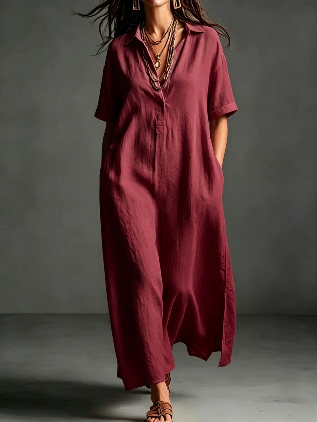 Elegantes knielanges Damen-Kleid mit Reverskragen