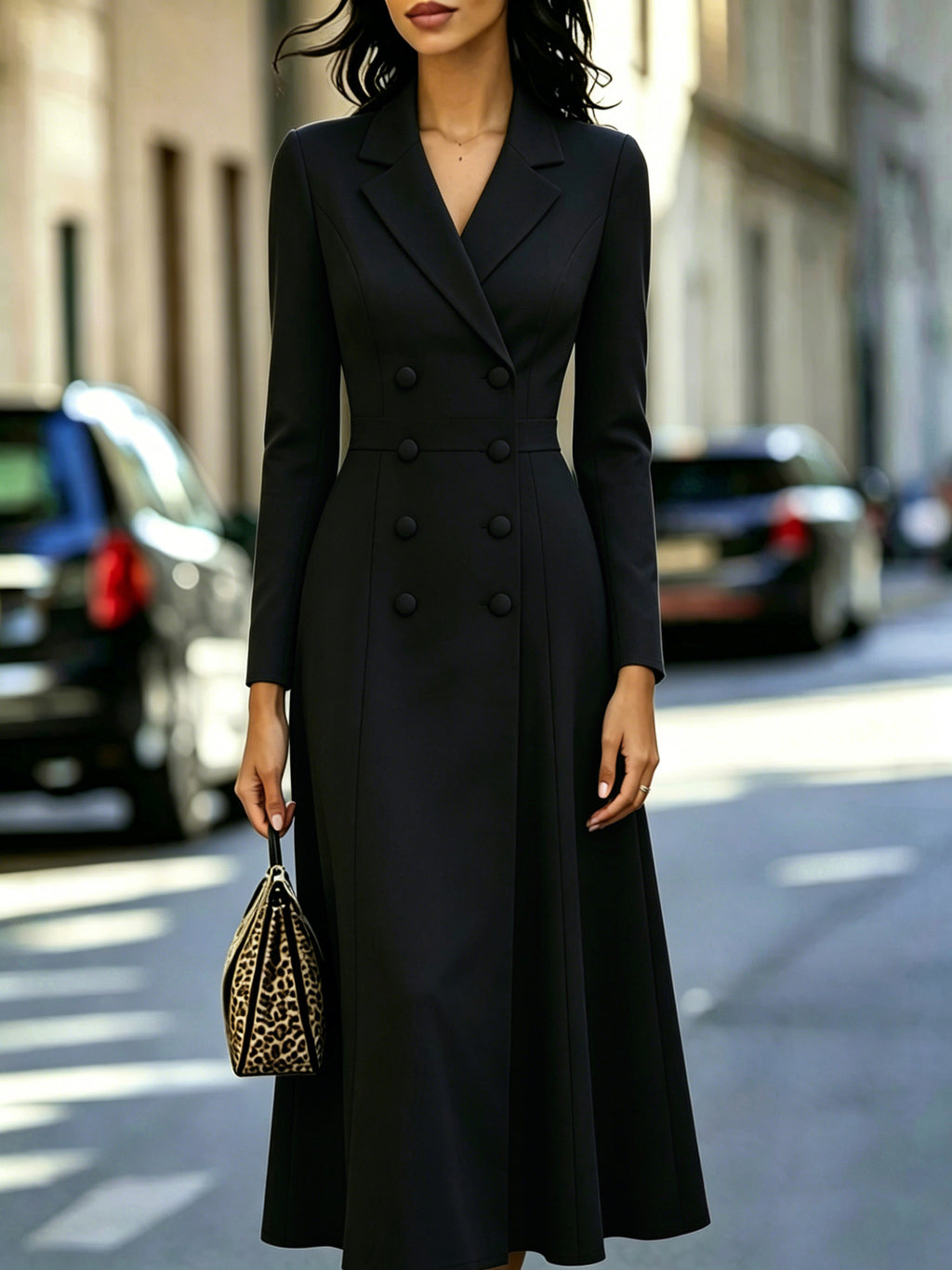 Elegantes, tailliertes Doppelreiher-Kleid – Bild 5 | LuxeStyle