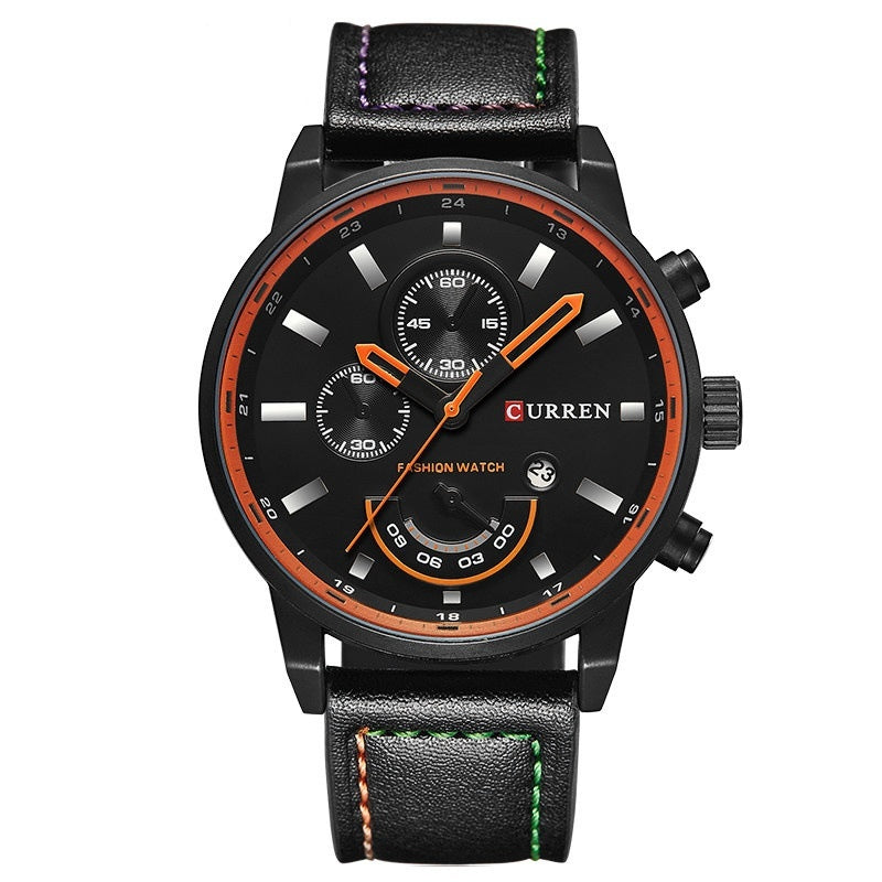 Cairen Wasserdichter Lederarmbandkalender-Quarzuhren Business-Casual H