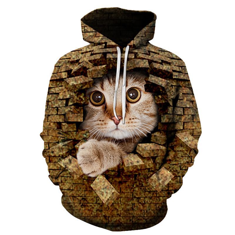 Hoodie mit 3D Digital Katzen-Print für Paare