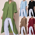V-Ausschnitt Langarmshirt mit asymmetrischem Saum
