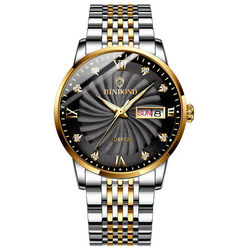 Quarz-Herrenuhr mit Doppeldarstellung und Edelstahlarmband