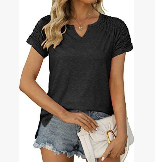 V-Ausschnitt Raglan-Shirt mit Seitenschlitz