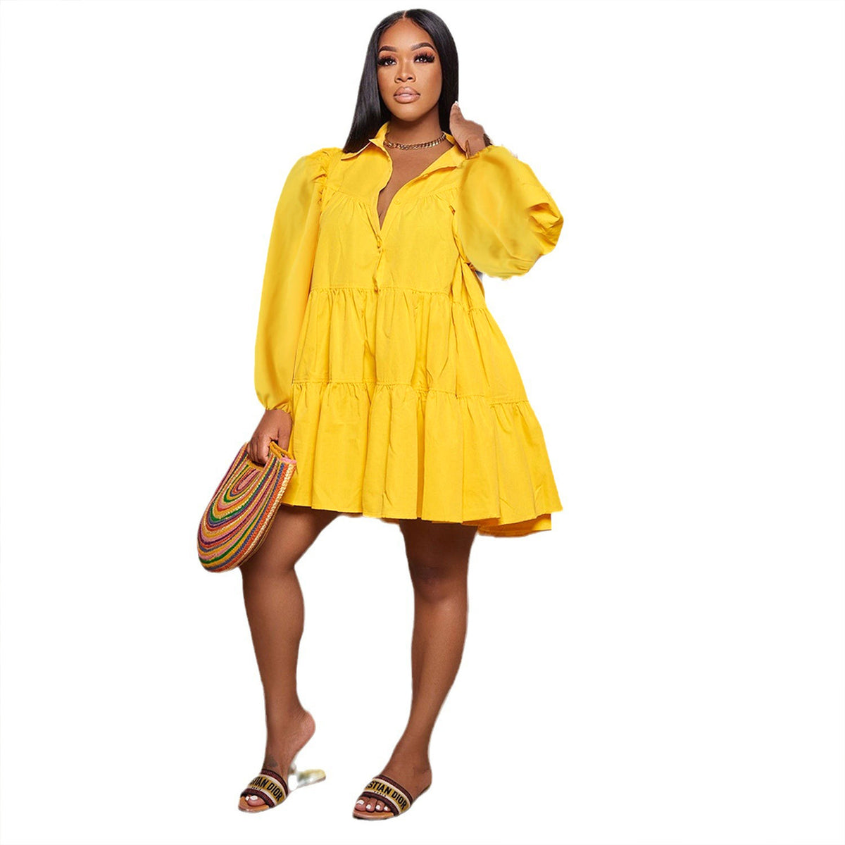 Lässiges Langarm-Kleid mit weitem Schnitt | LuxeStyle
