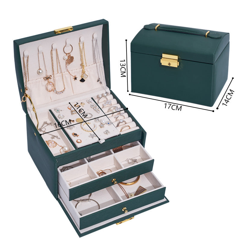 3-lagige Retro Schmuckbox mit Schloss – Bild 8 | LuxeStyle