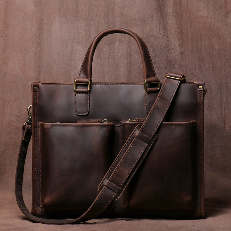 Vintage Rindsleder-Herrenhandtasche Business-Aktentasche – Bild 5 | LuxeStyle