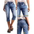 Elegante Denim-Shorts mit Aufschlag und Patchwork