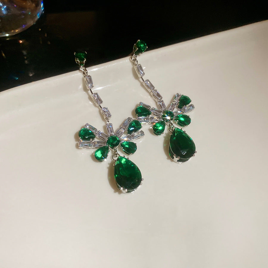 Chinesische Emaille Blumen Ohrringe mit Perle – Ansicht 2