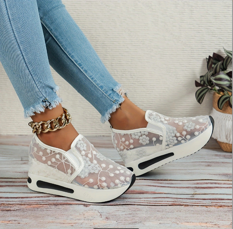 Damen Mesh-Sneaker mit Keilabsatz