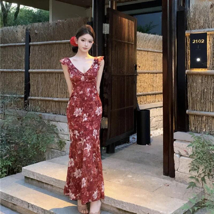 Sommer Maxi-Kleid mit Blumenprint und Volants – Bild 6 | LuxeStyle