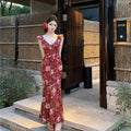 Sommer Maxi-Kleid mit Blumenprint und Volants – Bild 6 | LuxeStyle