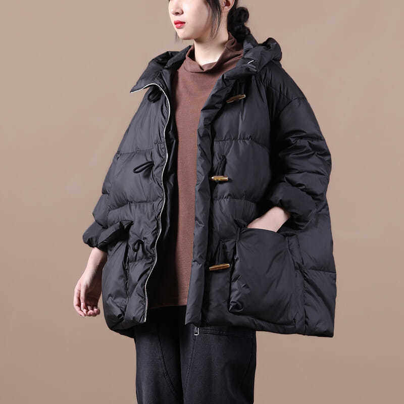 Plus-Size Retro-Hornknopf-Dufflemantel – Bild 6 | LuxeStyle