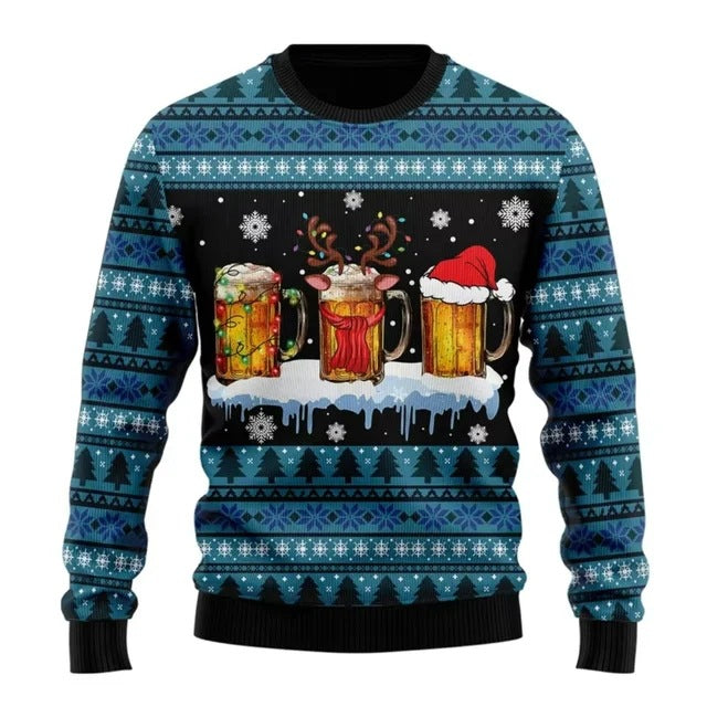 Herren Hoodie mit Santa- und Biermuster