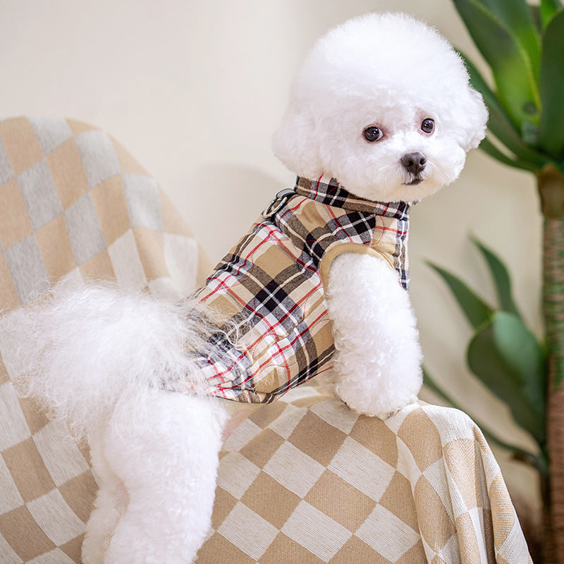 Winter-Doggenmantel mit Plaidschur und Zipper