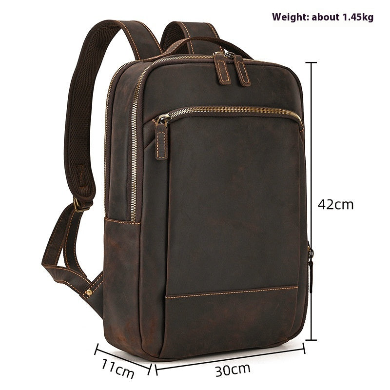 Lederrucksack mit Doppelreissverschluss