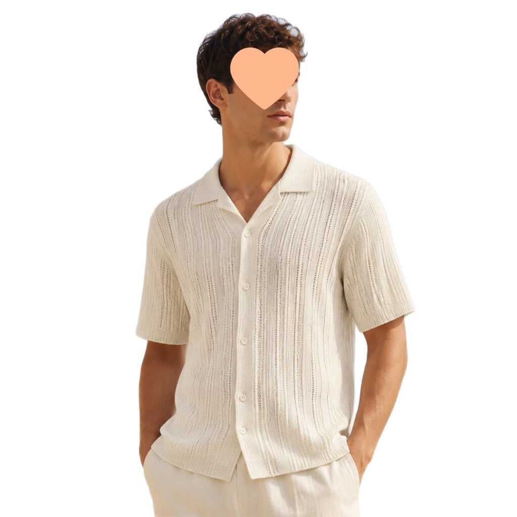 Leichter Kurzarm Pullover mit Lochmuster