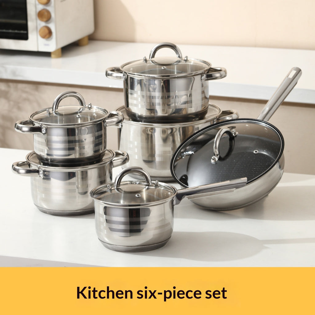 12‑teiliger Kochset aus 410 Edelstahl mit Glasdeckeln · 12 Stück – Bild 2 | LuxeStyle