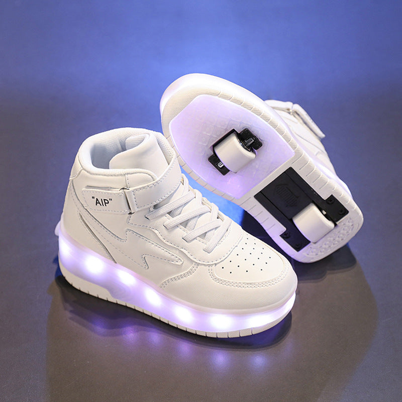 Jugendliche Lederrollschuhe mit Doppellaufrollen