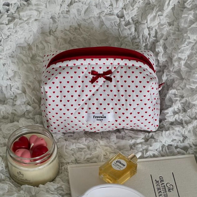 Kosmetiktasche mit Herz- und Karomuster – Bild 2 | LuxeStyle
