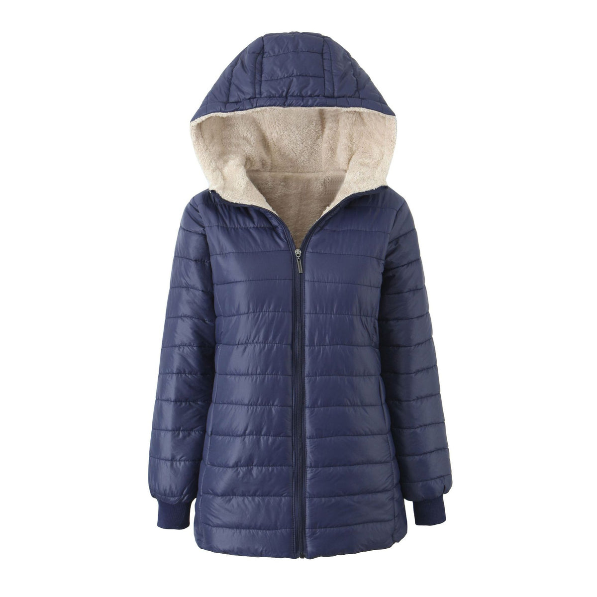 Fleece‑gefüllter Mantel mit Kapuze – Bild 2 | LuxeStyle