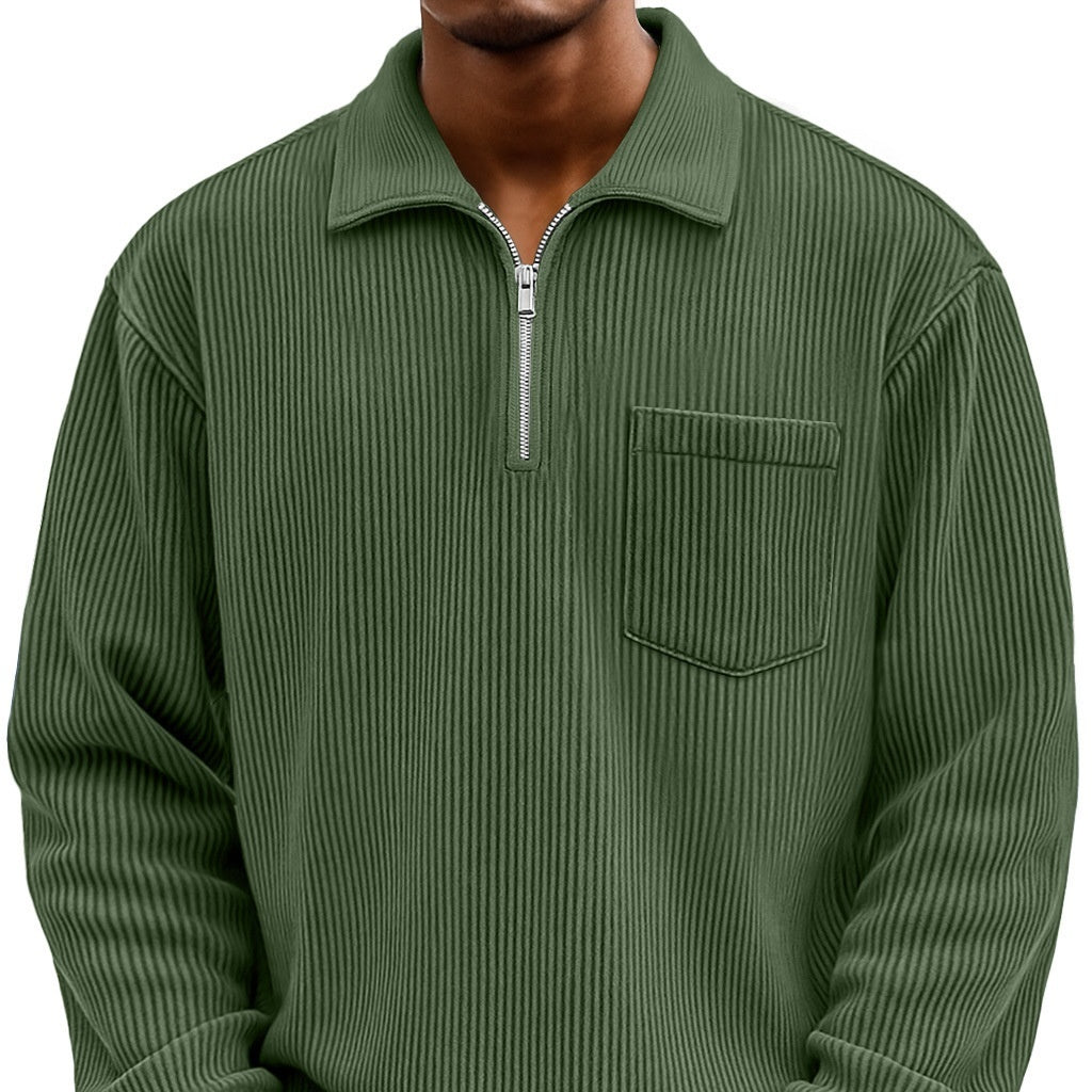 Henley Langarm-Hoodie mit Reissverschluss