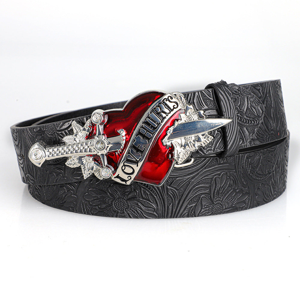 Gothic-Ledergürtel mit Herzschnalle