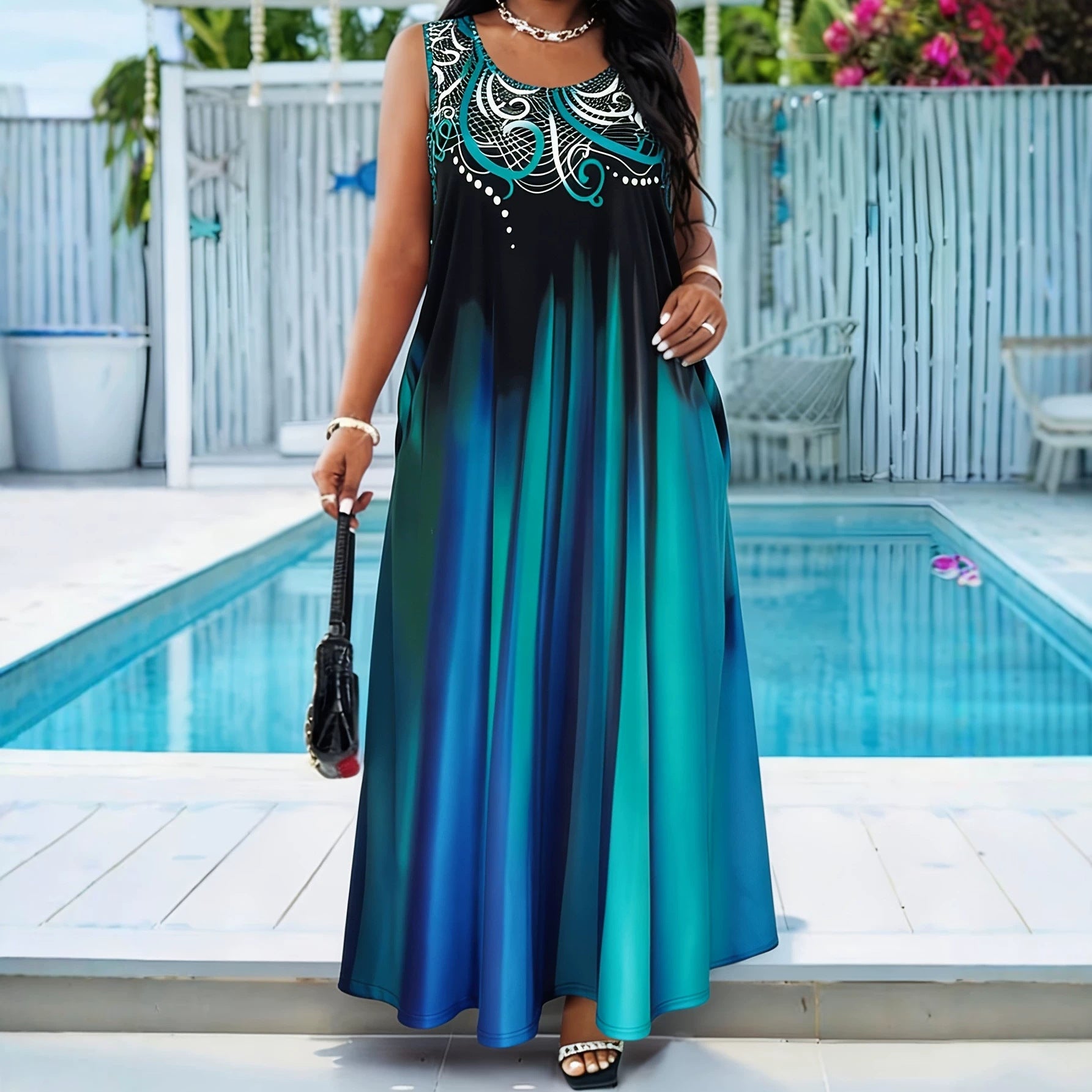 Elegantes A-Linien Kleid mit Farbverlauf