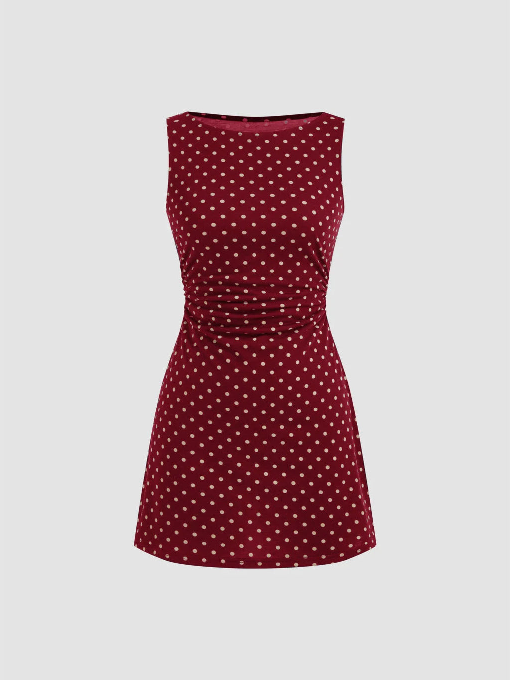 Vintage Polka-Dot Oberteil ohne Ärmel Slim Fit A-Linie Mini-Kleid
