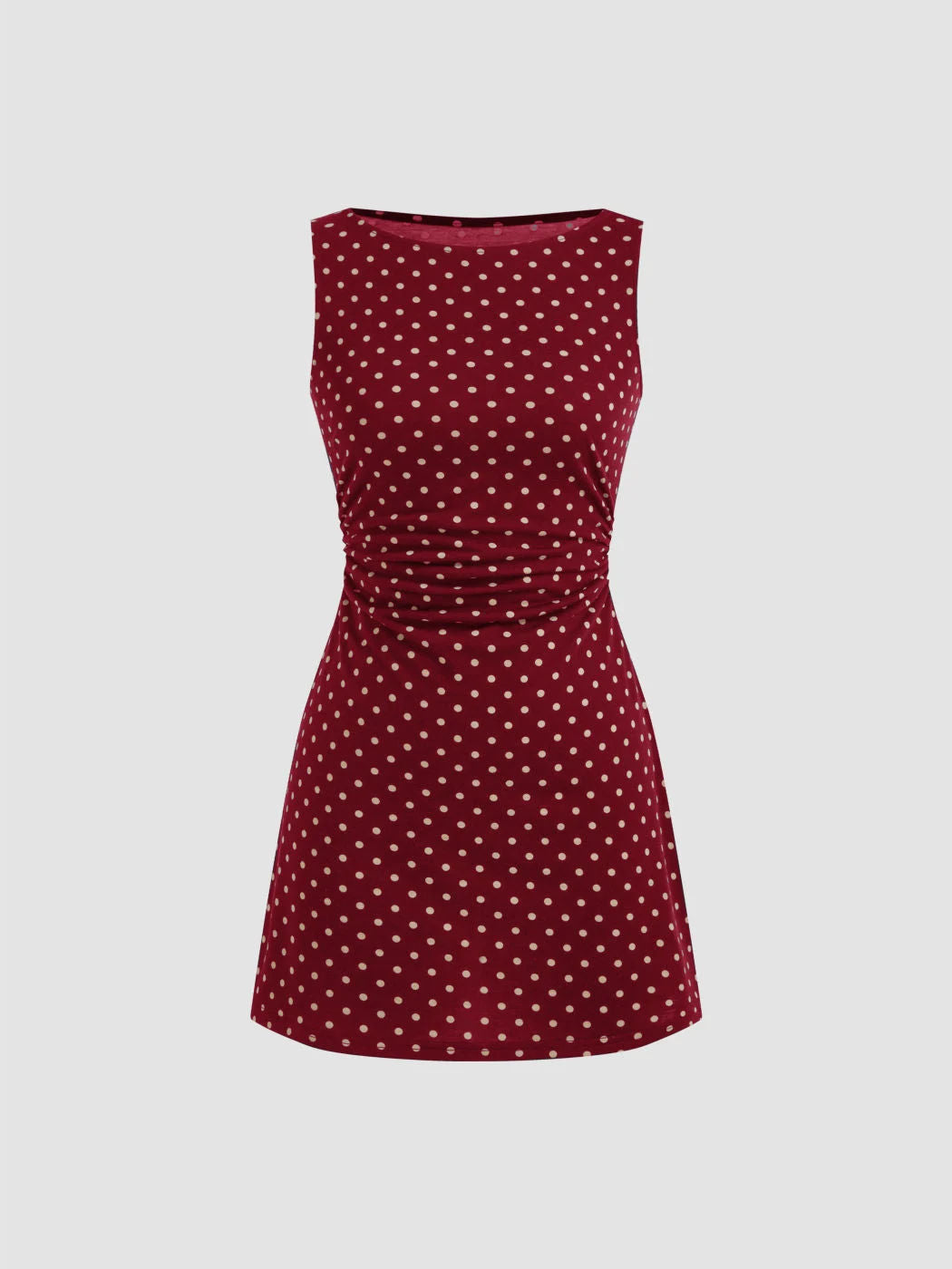Vintage Polka-Dot Oberteil ohne Ärmel Slim Fit A-Linie Mini-Kleid