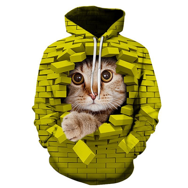 Hoodie mit 3D Digital Katzen-Print für Paare