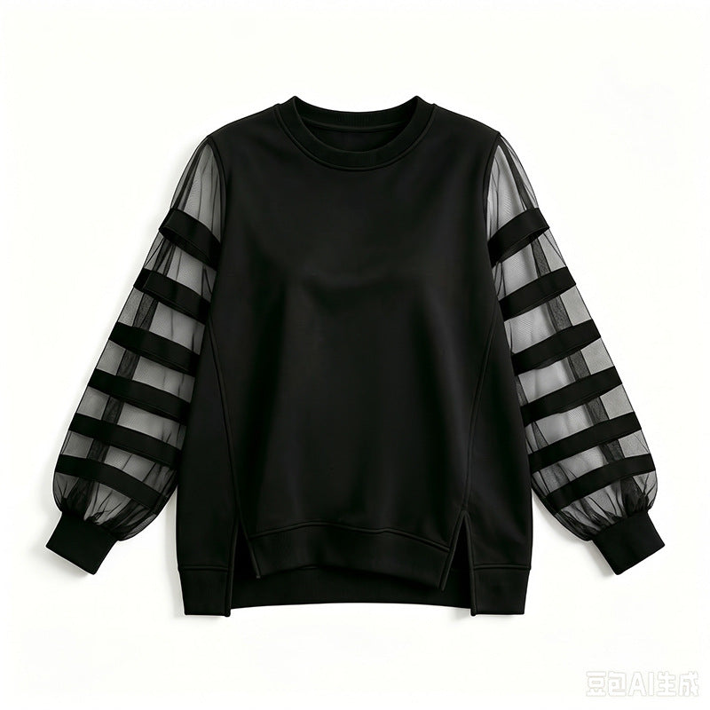 Gestreiftes Langarmshirt mit Puffärmeln – Bild 4 | LuxeStyle