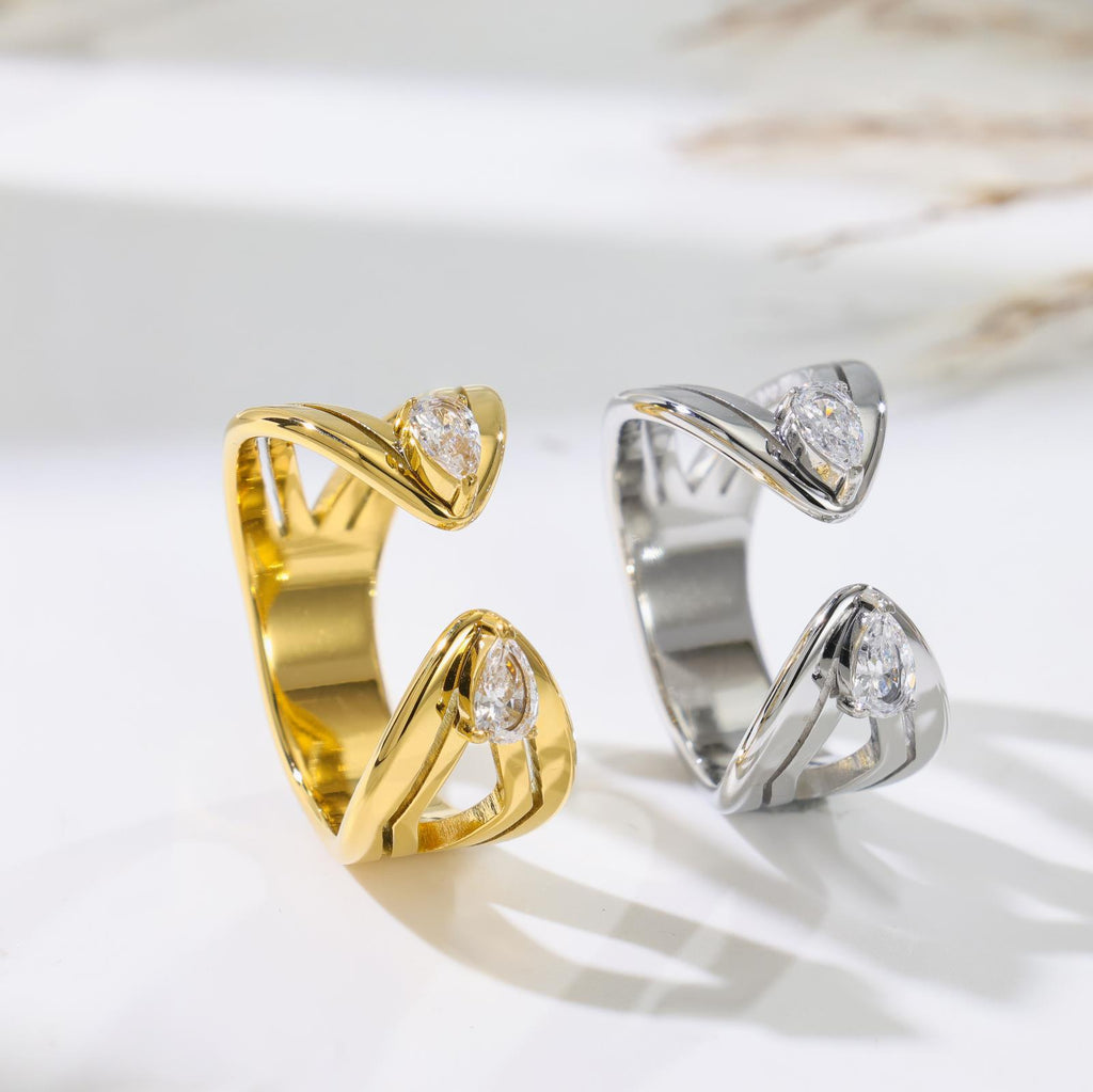 Doppel-Diamant Open-Ring aus Edelstahl | LuxeStyle