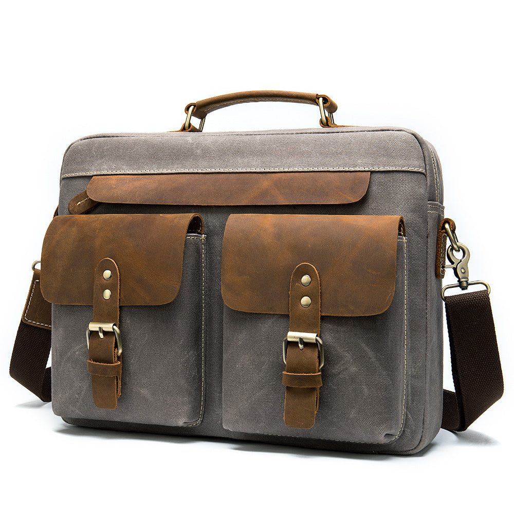 Aktentasche aus Rindsleder und Canvas | LuxeStyle