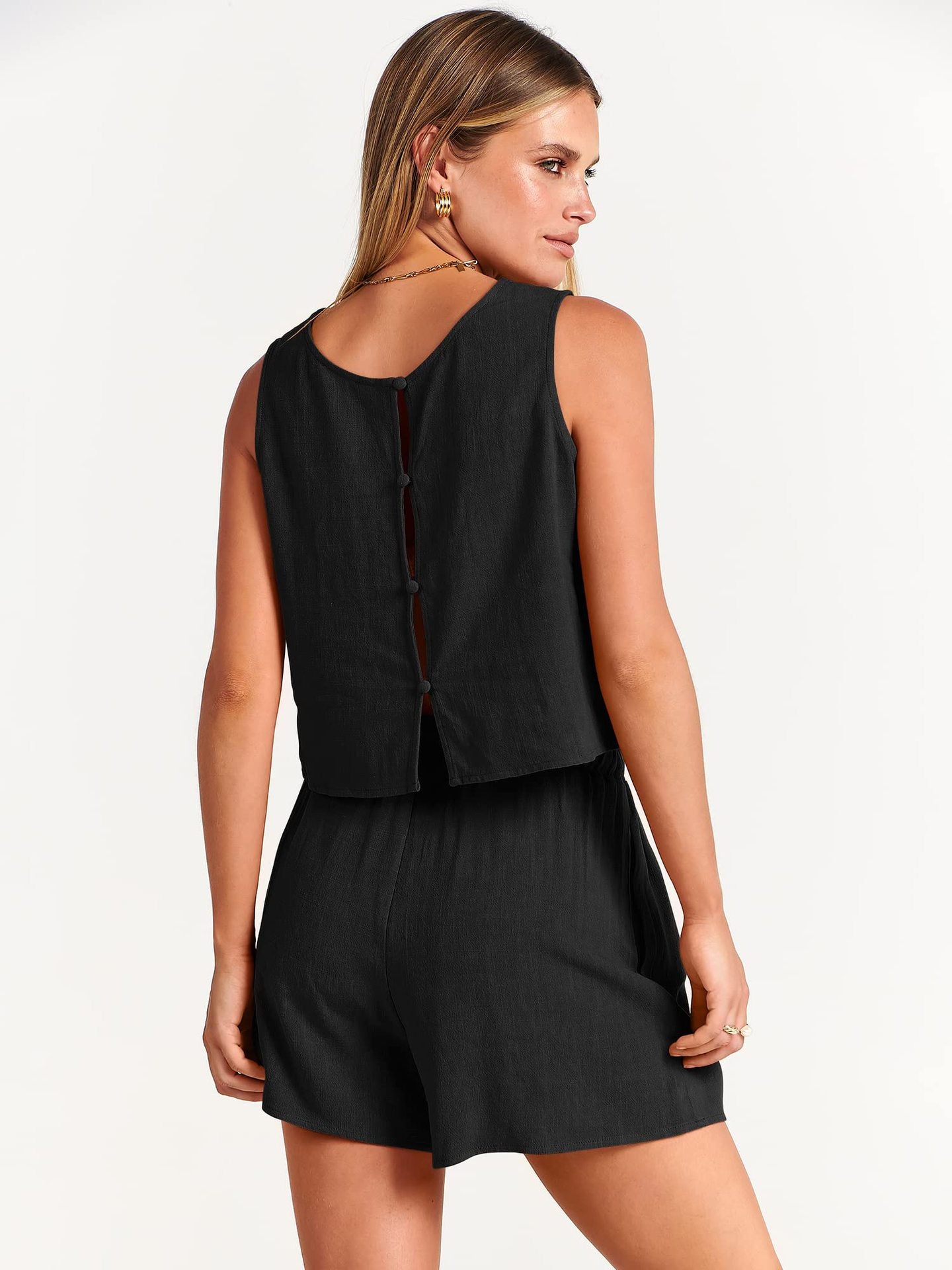 Sommer-Set: Ärmelloses Top & Shorts mit Kordelzug