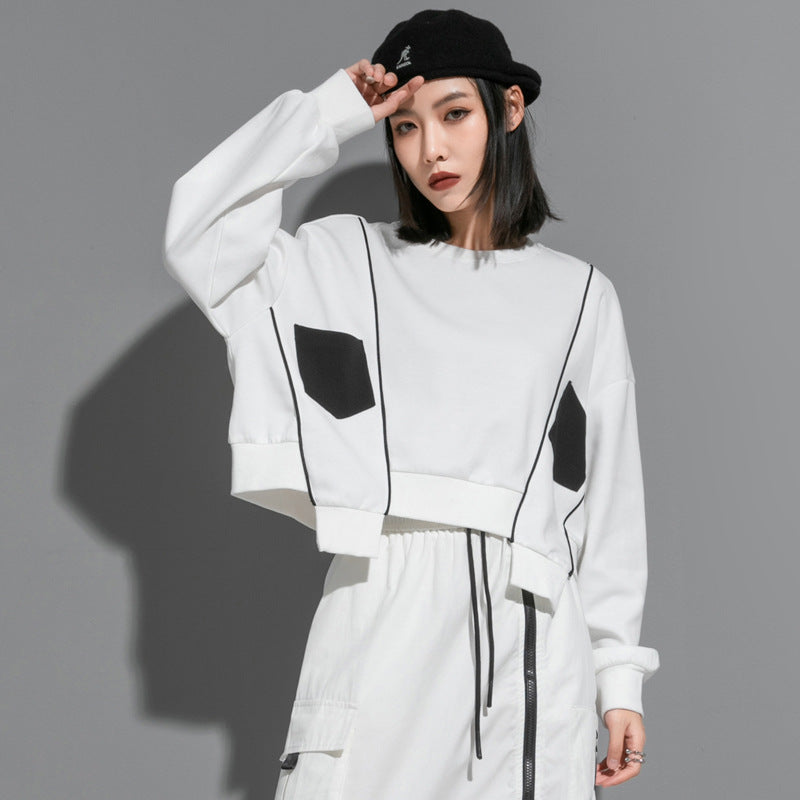 Patchwork Irregular Hoodie für Damen