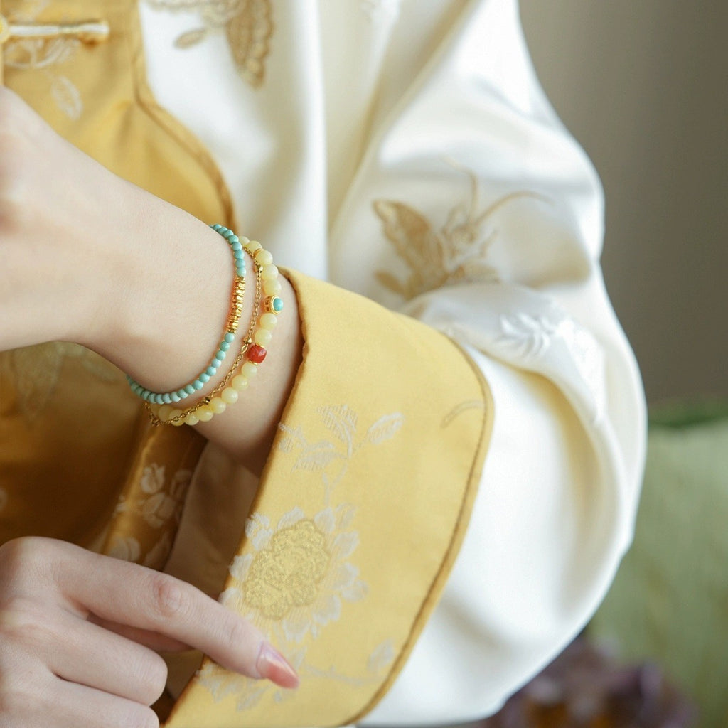 Türkis Armband mit feiner Kette – Bild 1 | LuxeStyle