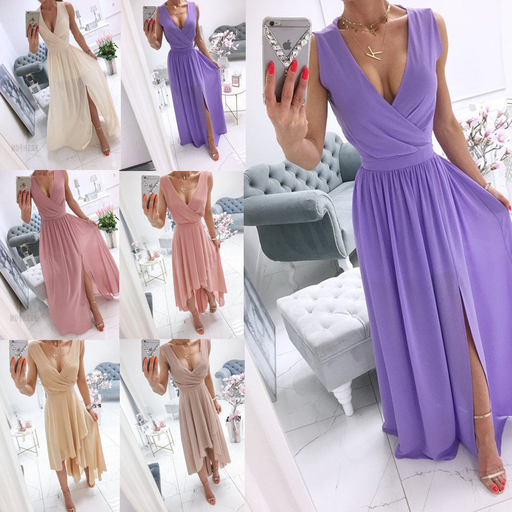 Ärmelloses V-Ausschnitt Kleid – Bild 8 | LuxeStyle