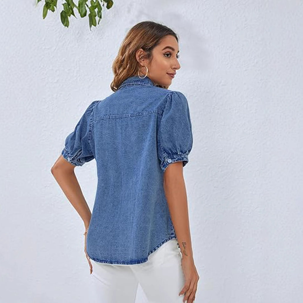 Denim-Hemd mit Umlegekragen – Bild 3 | LuxeStyle