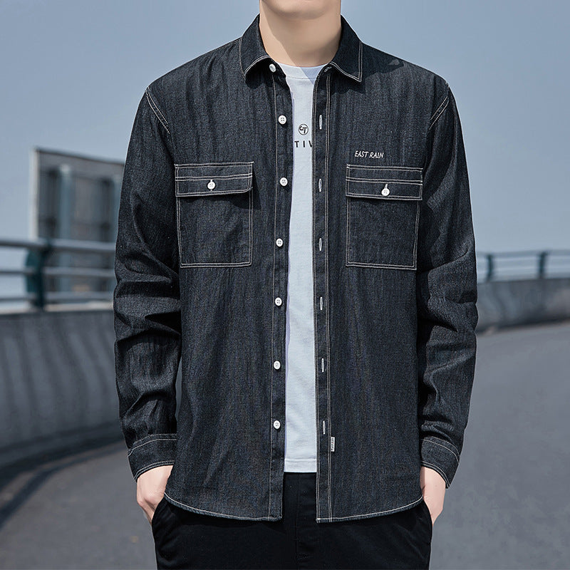 Herren Langarmshirt Slim Fit Casual