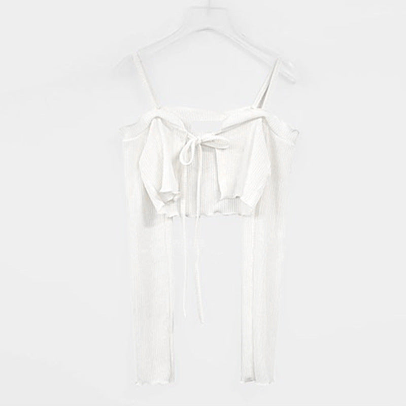 Off-Shoulder Longsleeve mit Schnürung