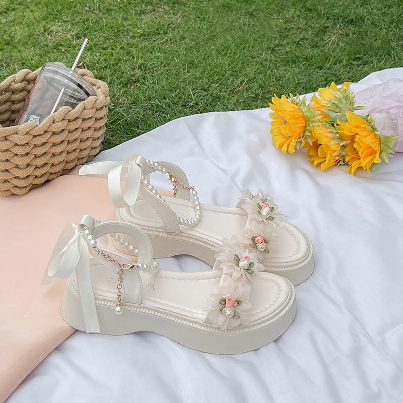 Sandalen mit Perlen-Schleife & Chunky-Absatz – Bild 6 | LuxeStyle