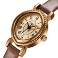 Ovale Quarzuhr mit Lederarmband
