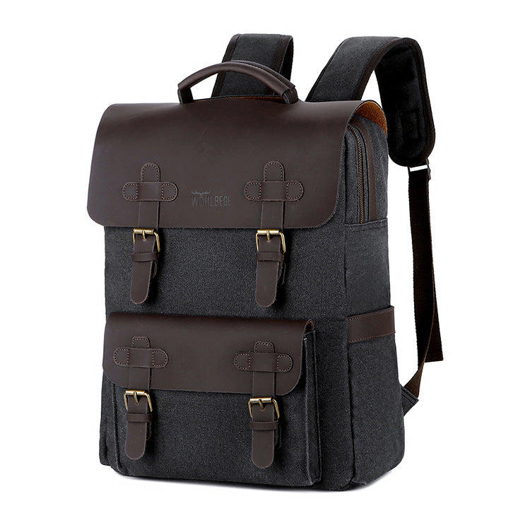 Männlicher Canvas-Computer-Rucksack – Bild 7 | LuxeStyle